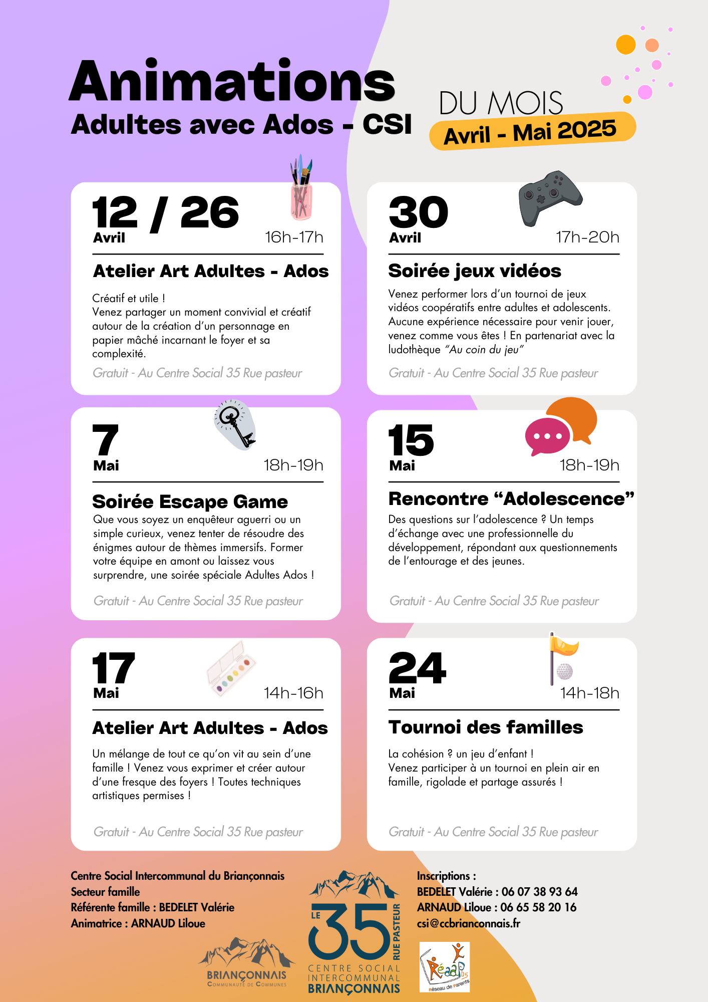 Affiche Programme Evenements du Mois Mo derne Dégradé Noir Blanc Rose Orange