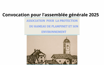 Convocation AG Association pour la protection du Hameau de Plampinet et son environnement